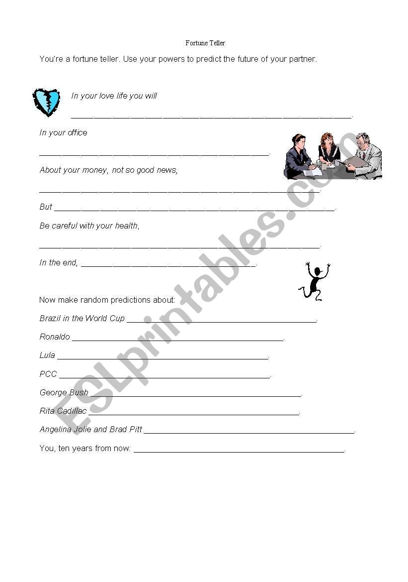 Fortune Teller worksheet