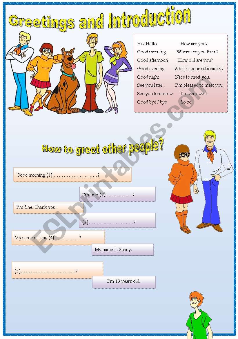 greetings and introduction worksheet