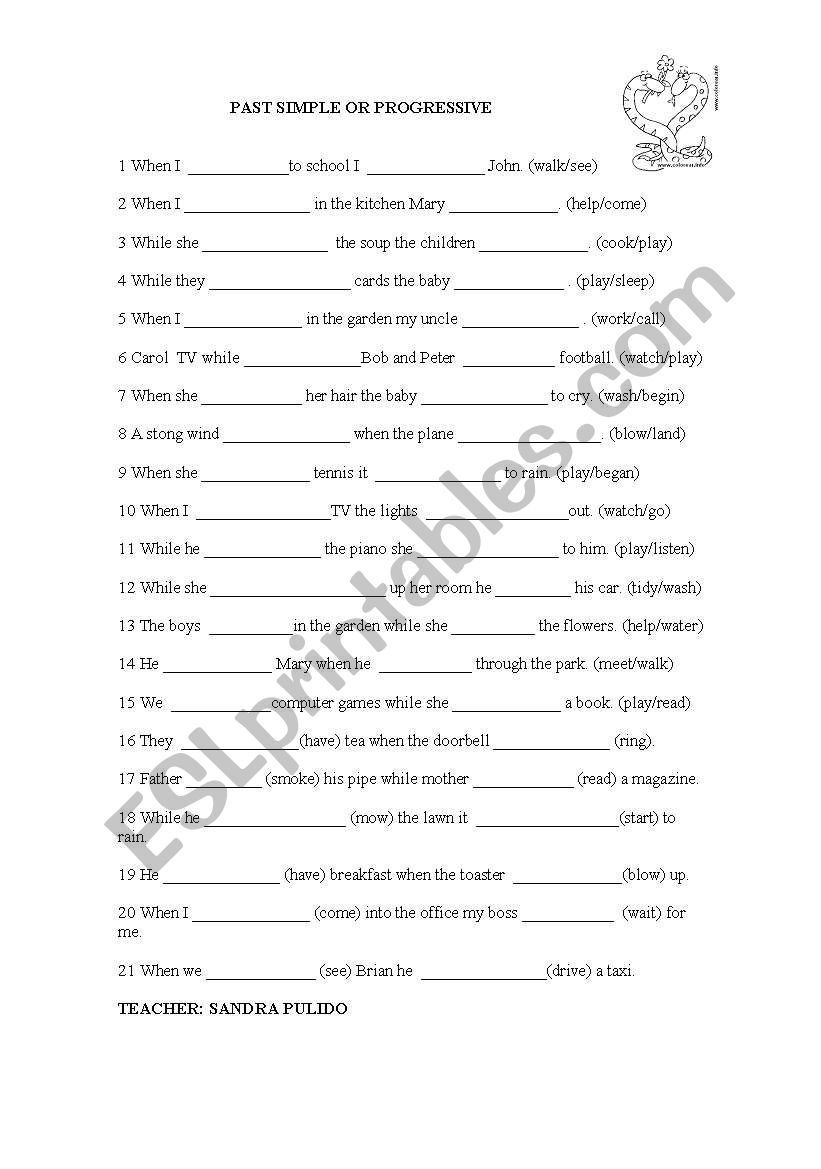 PAST PROGRESSIVE worksheet