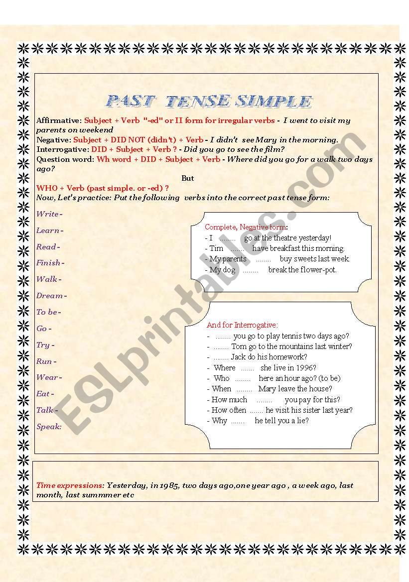 Past Tense worksheet