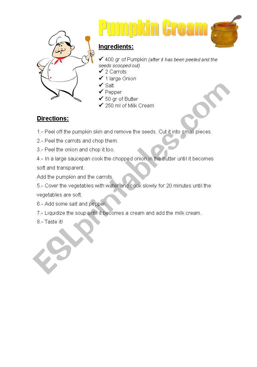 stone soup receipe worksheet