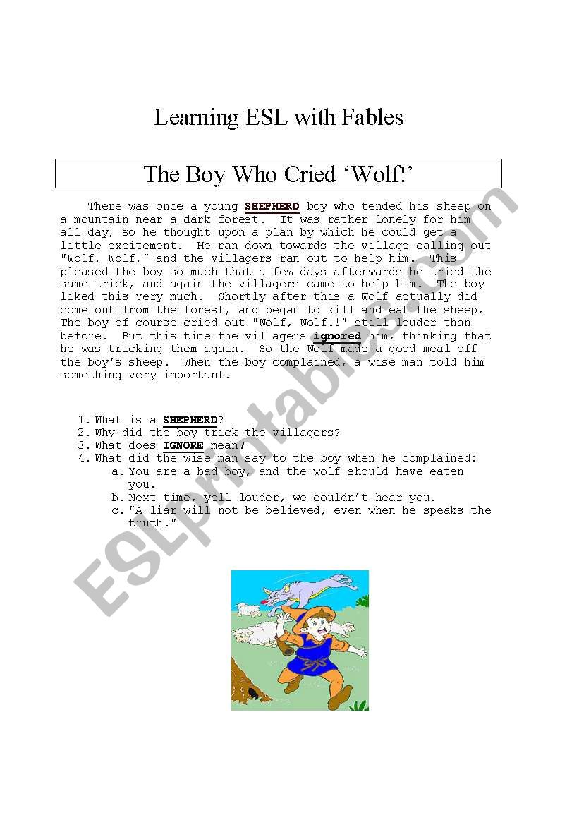 Teaching with Fables: The Boy Who Cried Wolf