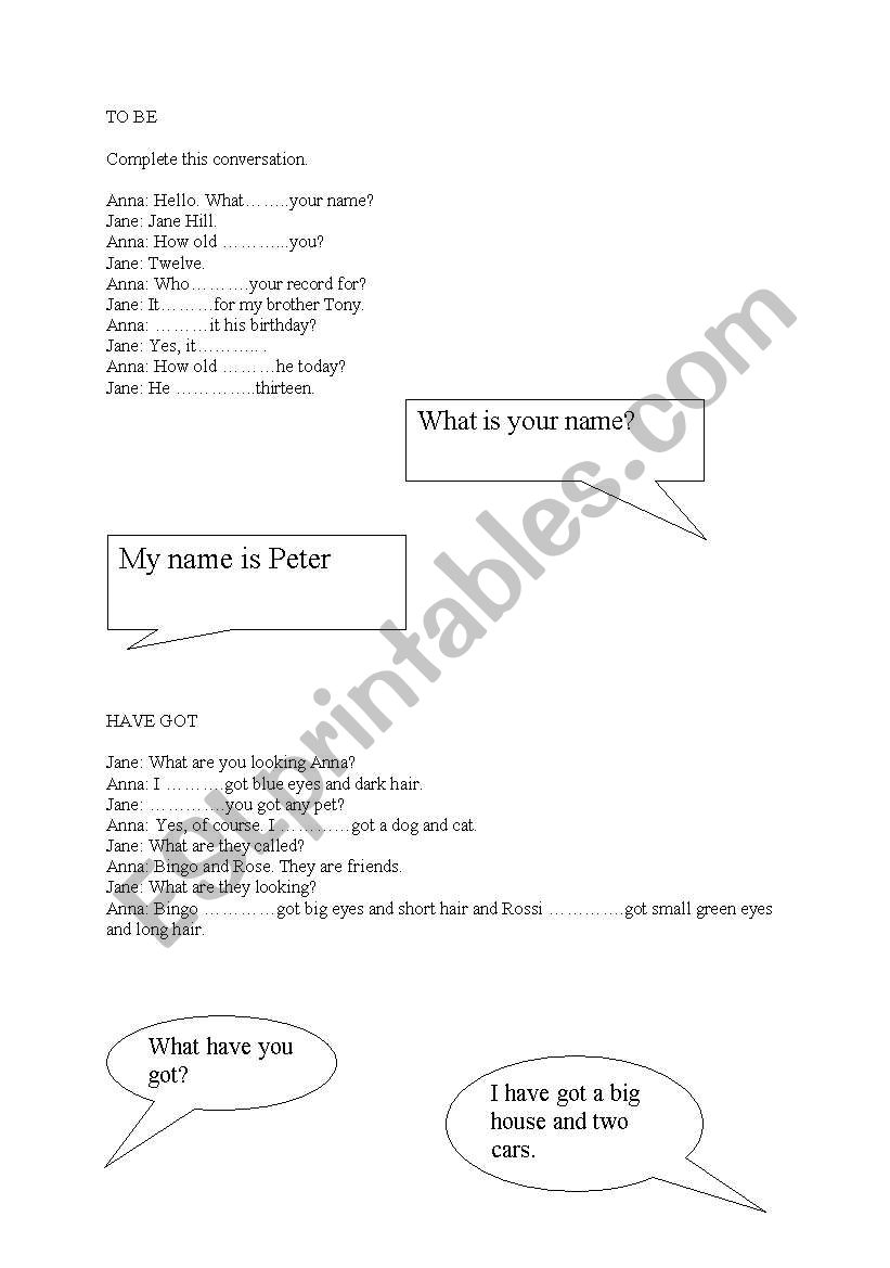 to be and have got worksheet