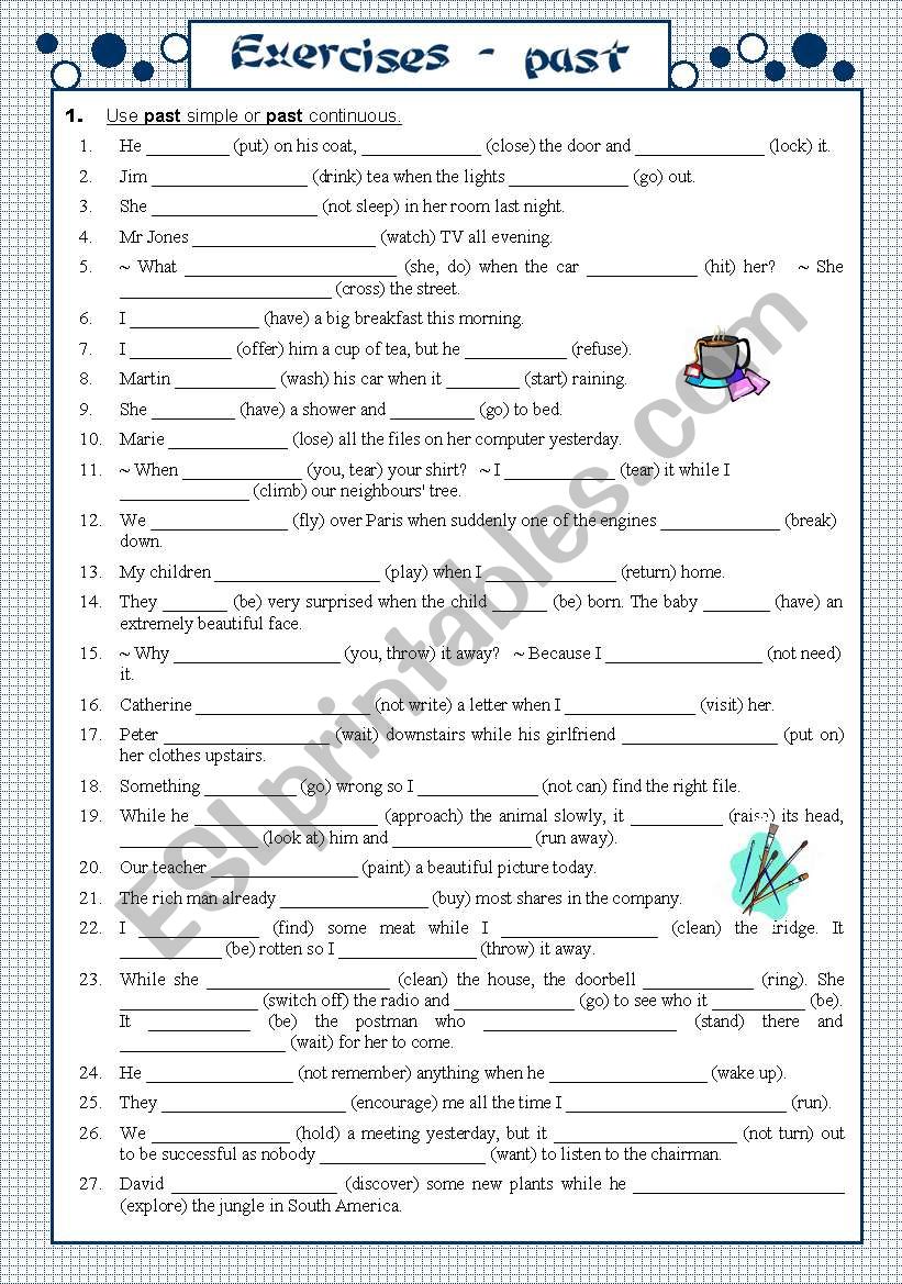 exercises past tense worksheet