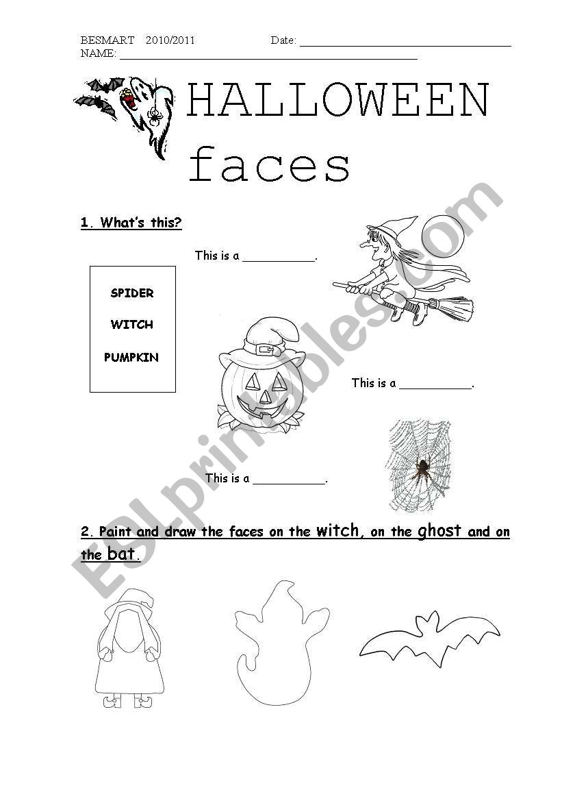 Halloween faces worksheet
