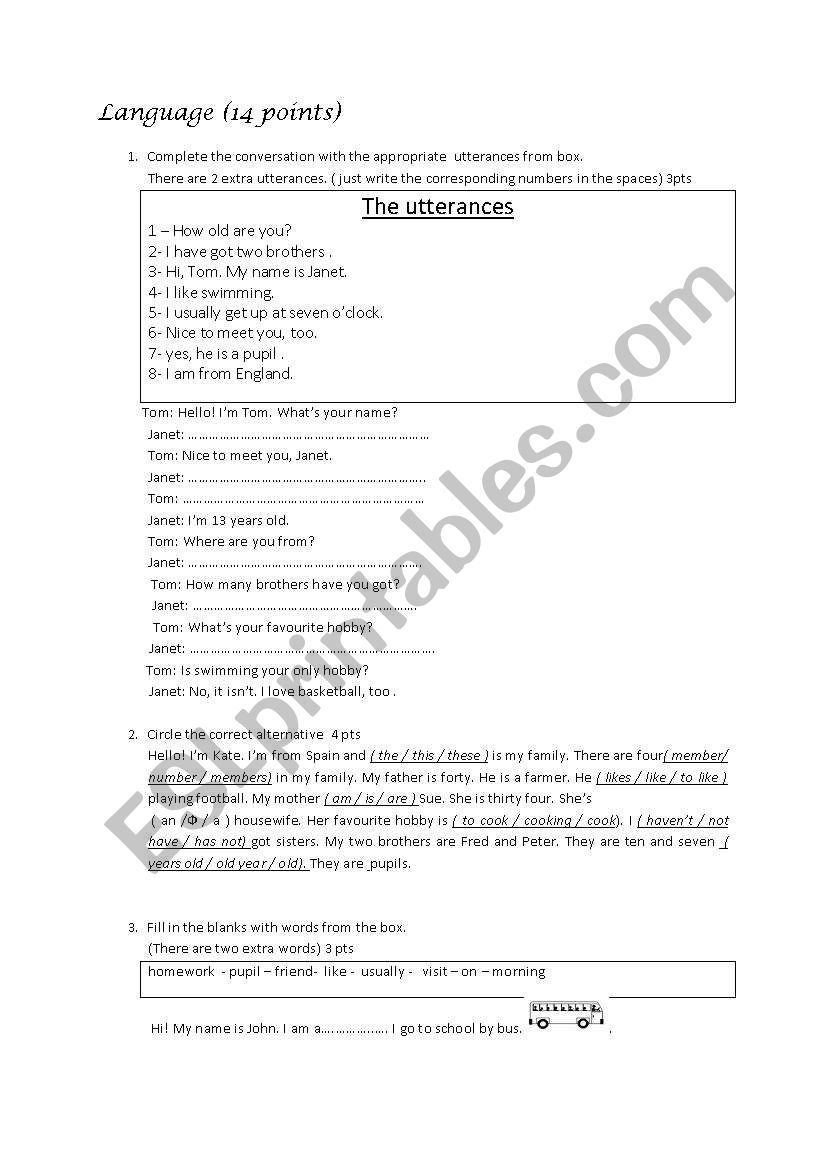 mid term exam 7th formers ( part1)