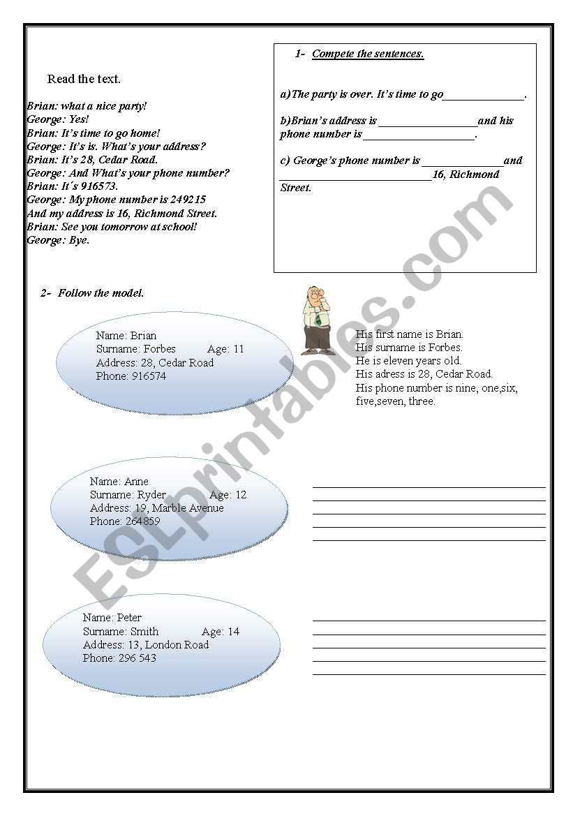 Age worksheet