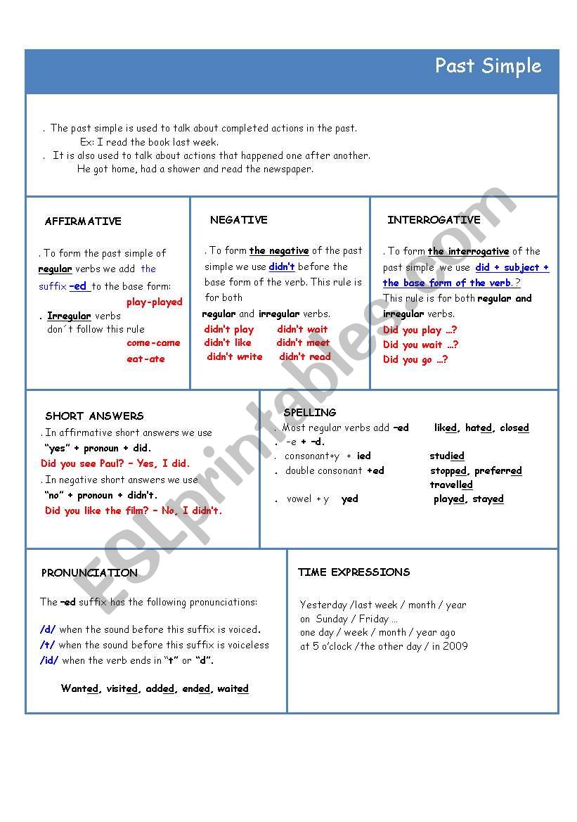 PAST SIMPLE worksheet