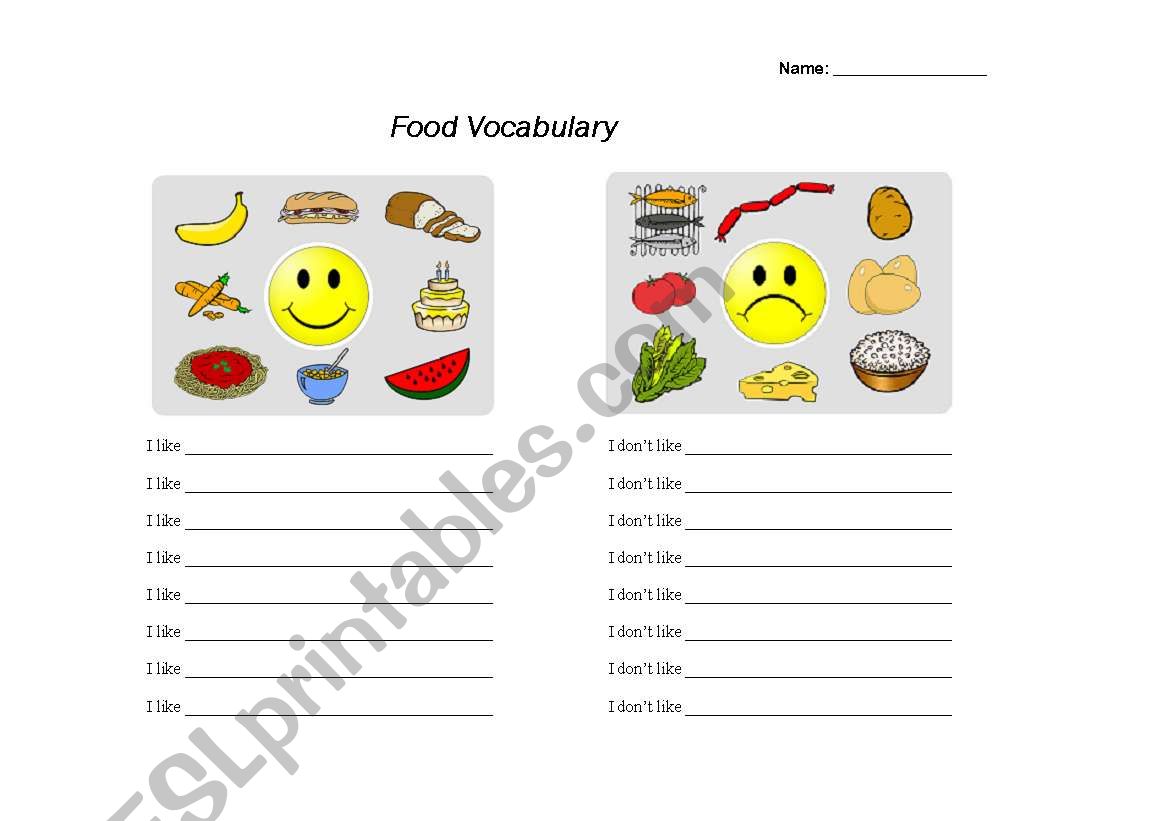 Food Vocabulary worksheet
