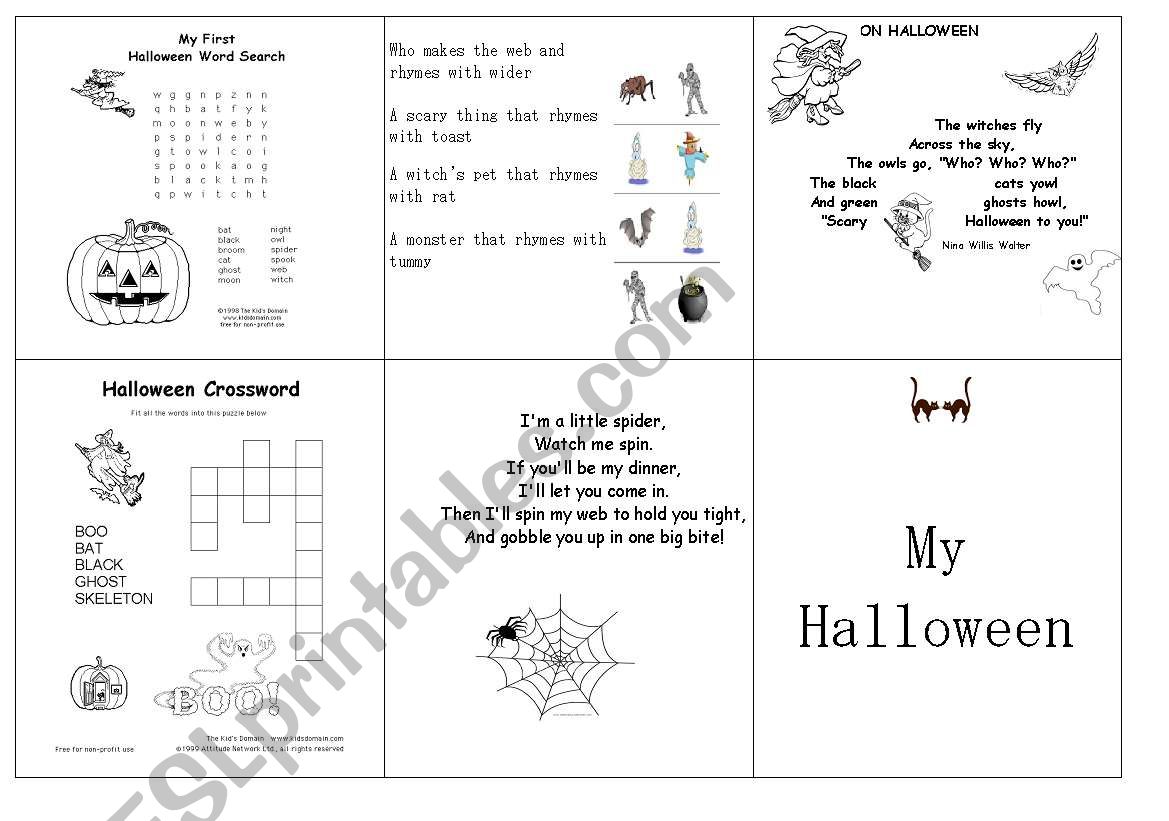Halloween minibook worksheet