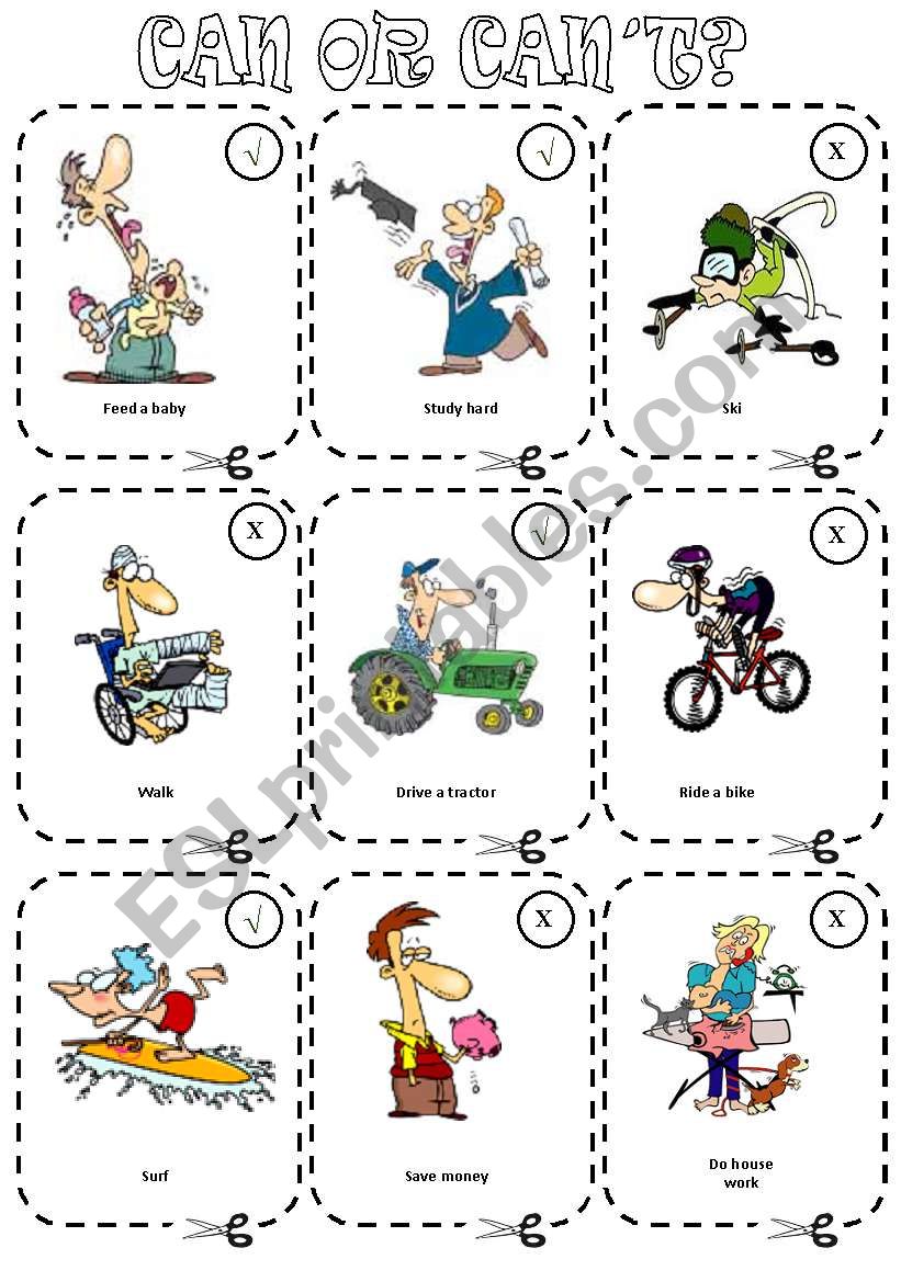 CAN OR CAN´T ? - CONVERSATION GAME CARDS - FULLY EDITABLE