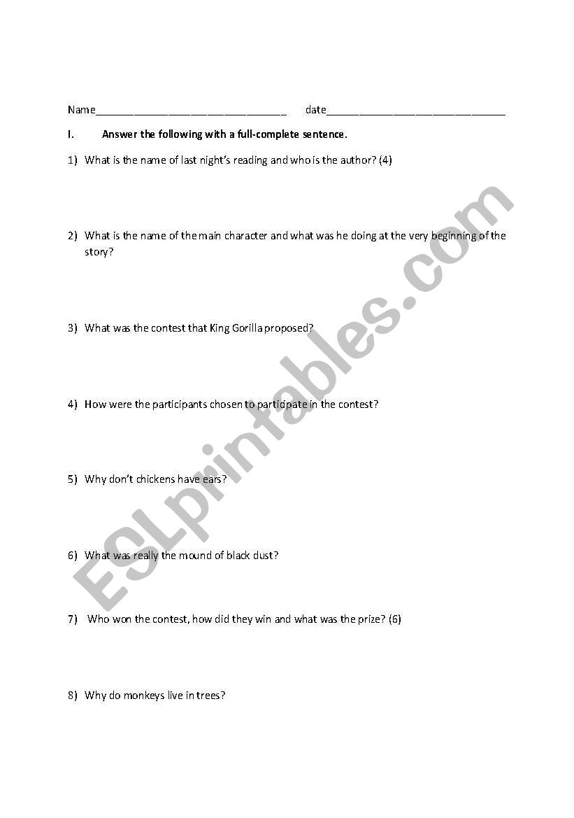 Grammar Pop Quiz worksheet