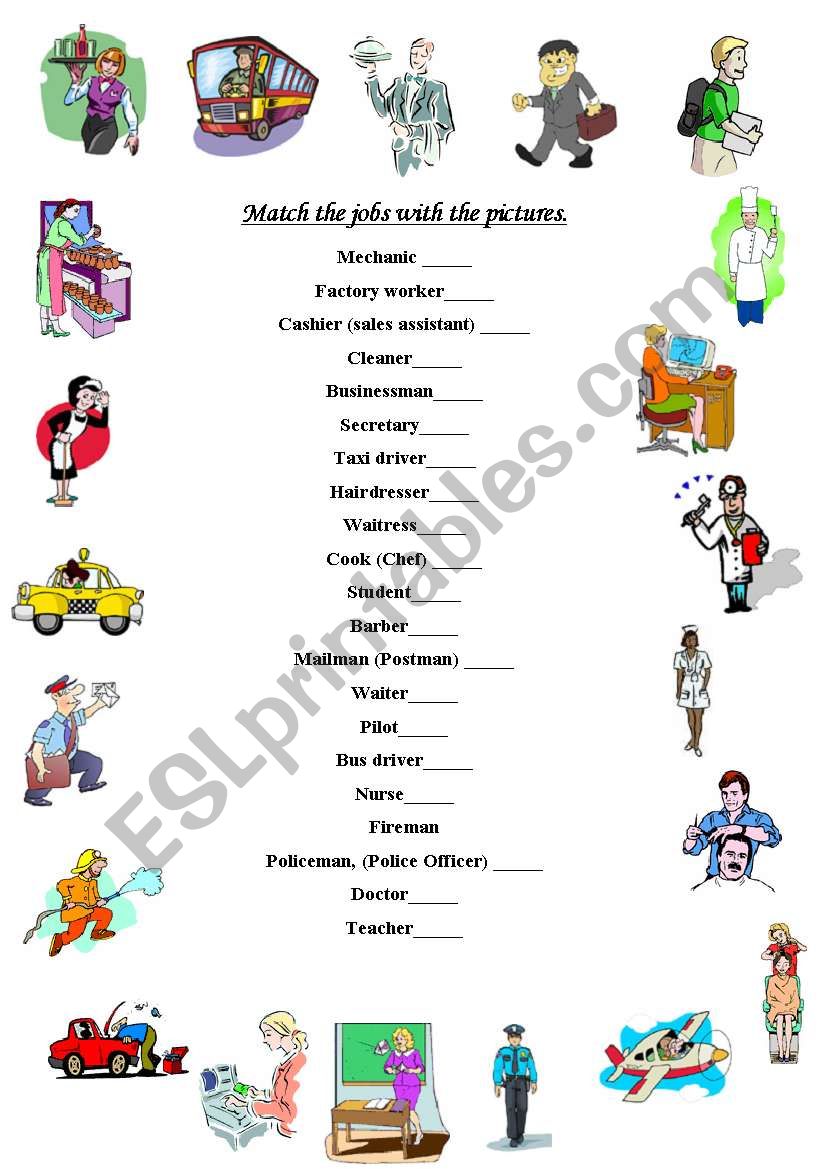 Occupations worksheet