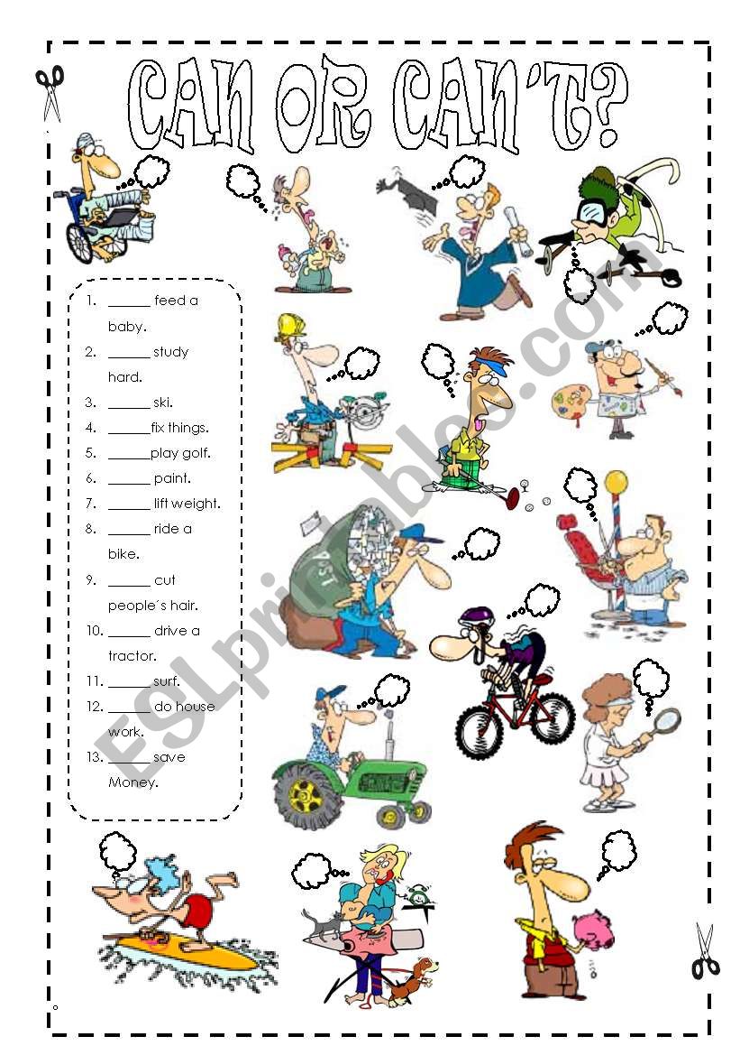 CAN OR CAN´T ? MATCHING ACTIVITY - FULLY EDITABLE - ESL worksheet by ...