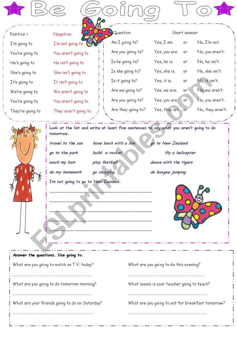 Going to future tense worksheet