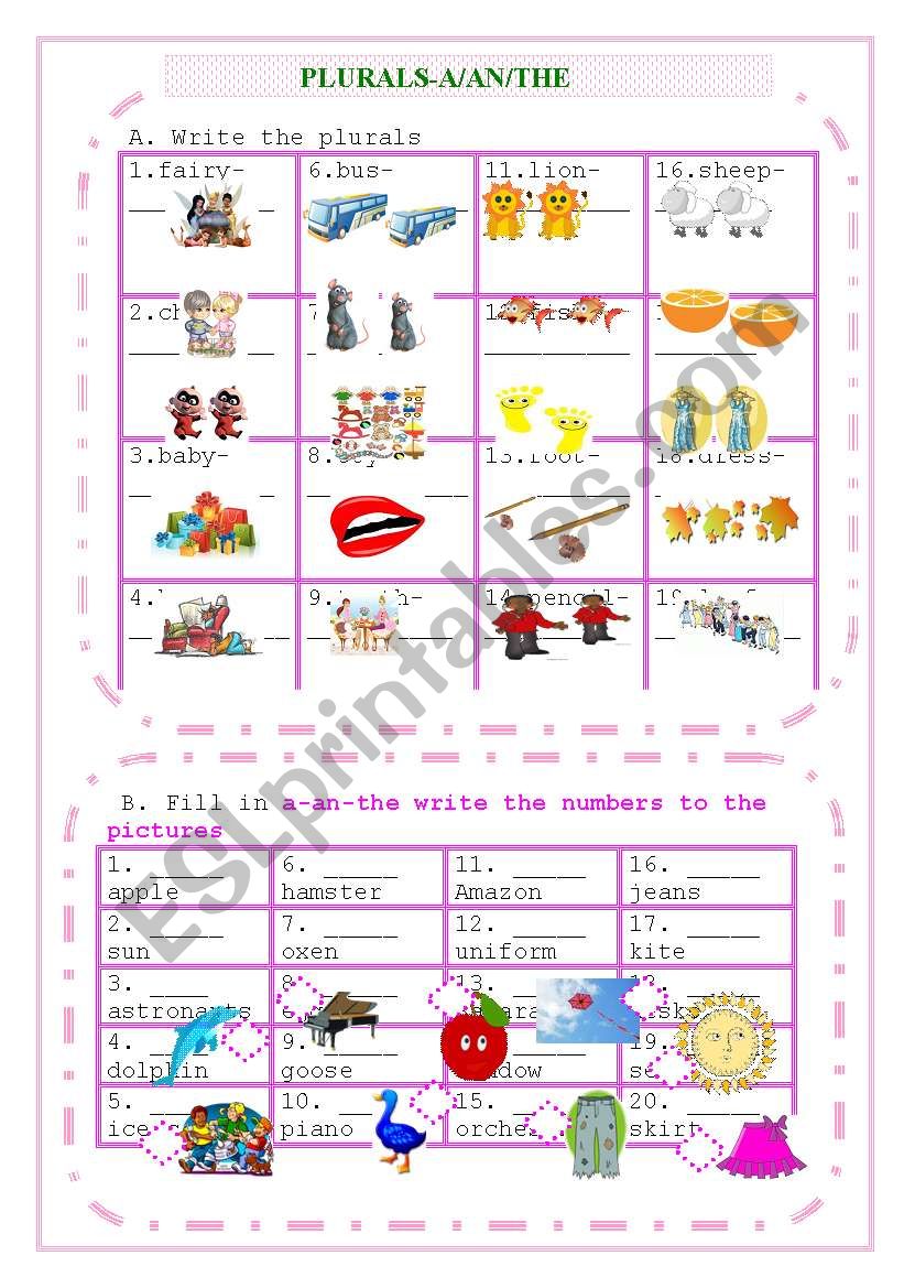 PLURALS worksheet