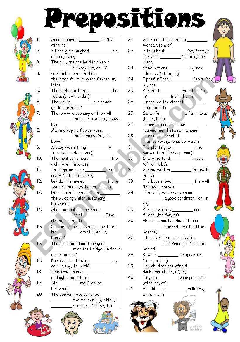 Prepositions (Editable with answers)