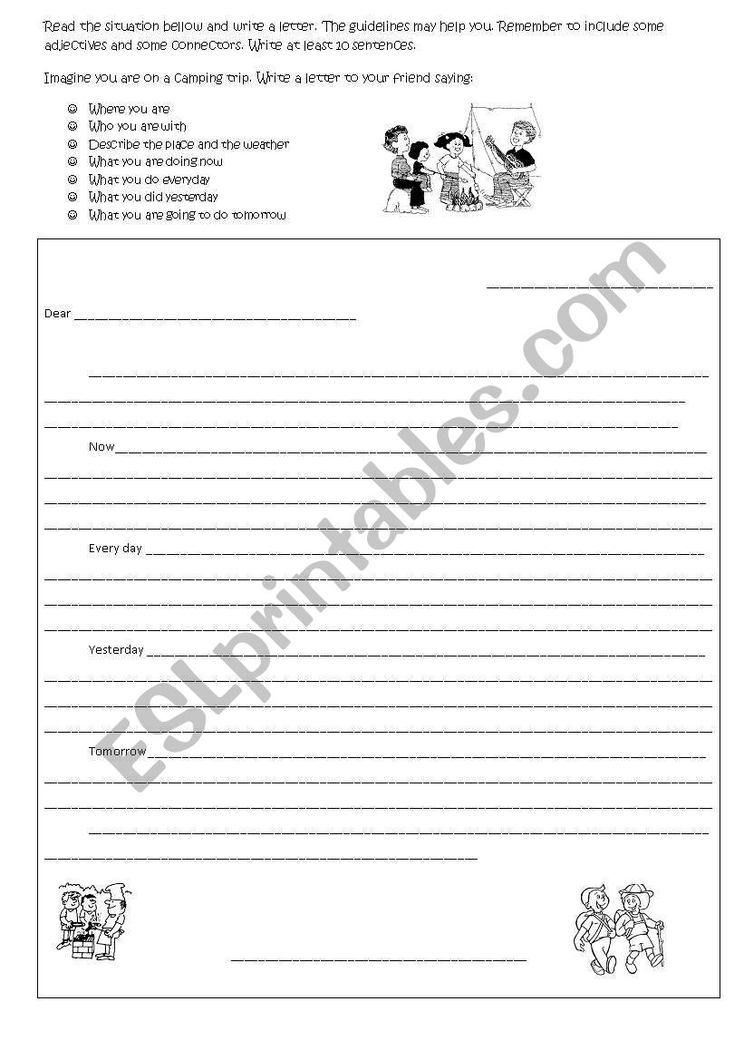 Write a letter  worksheet