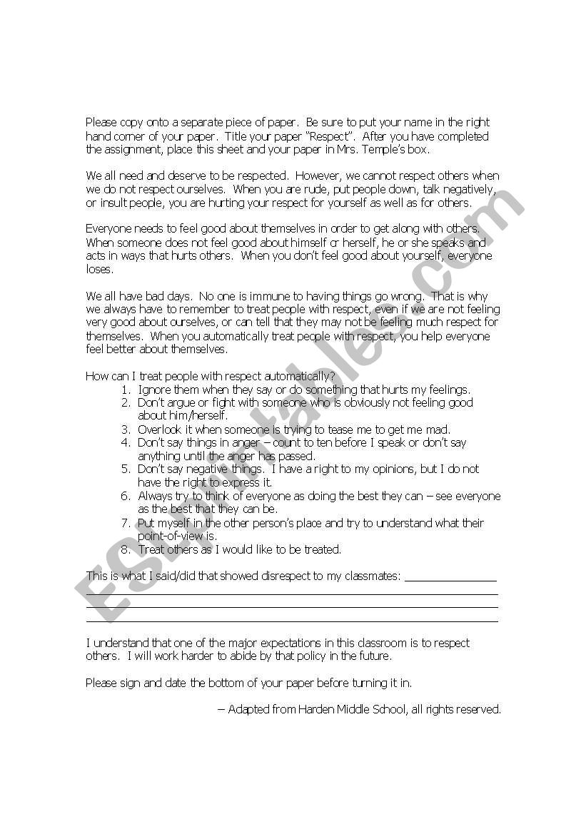 discipline essay worksheet