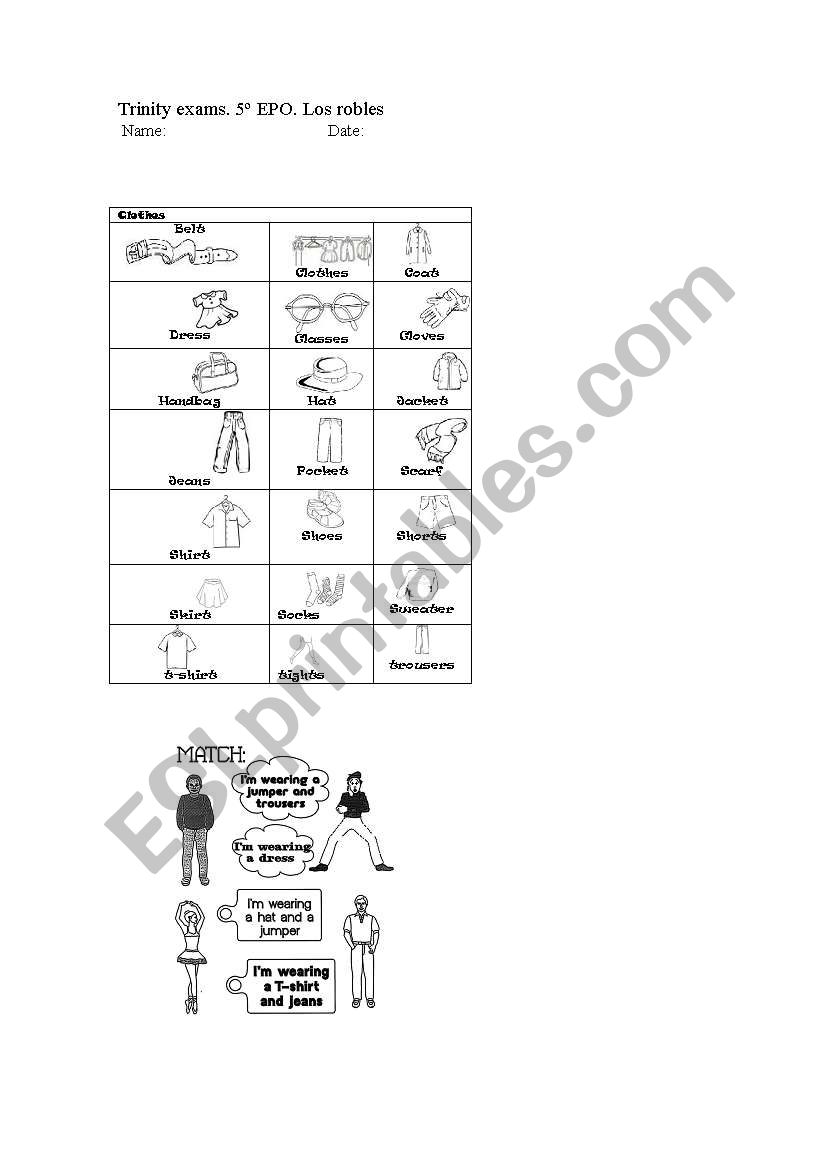 clothes worksheet