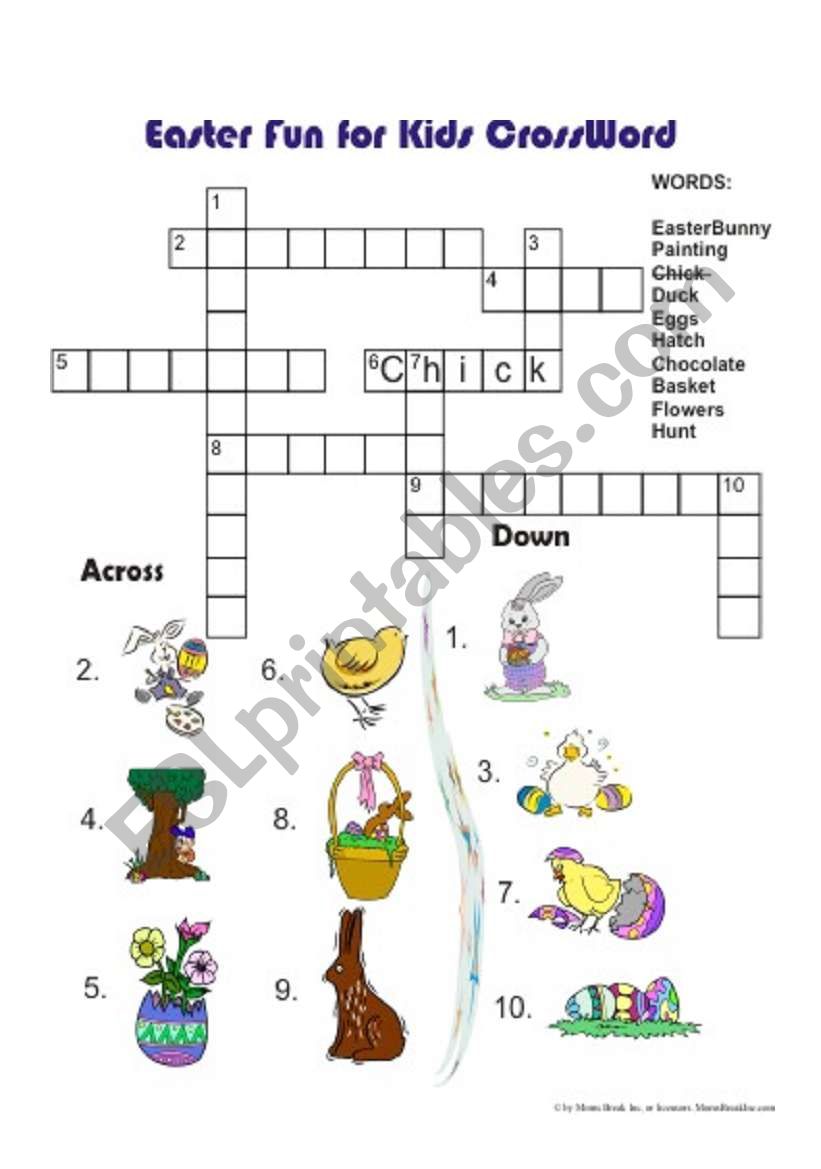 Easter Crossword Puzzle worksheet