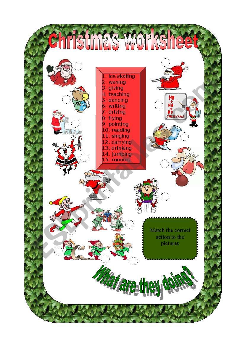 Christmas - action worksheet worksheet