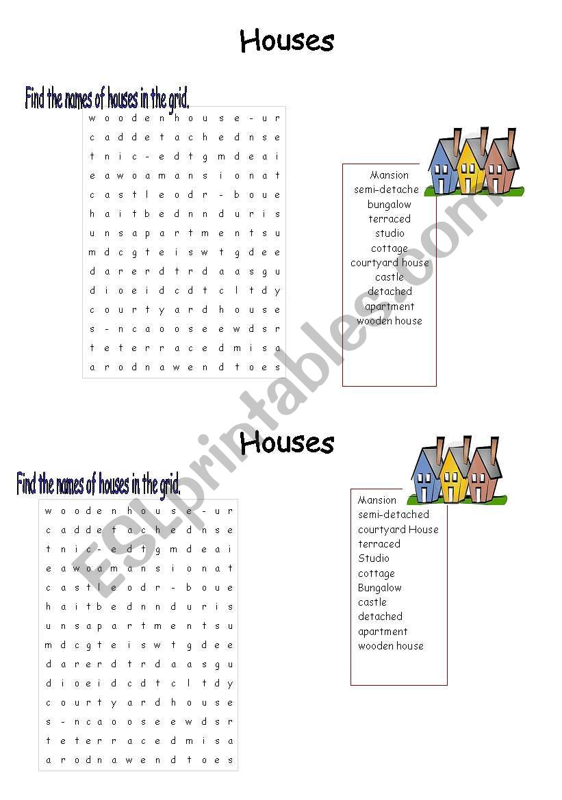 houses worksheet