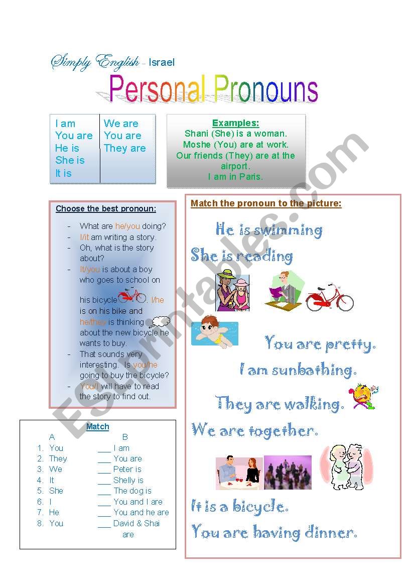 Personal Pronouns worksheet