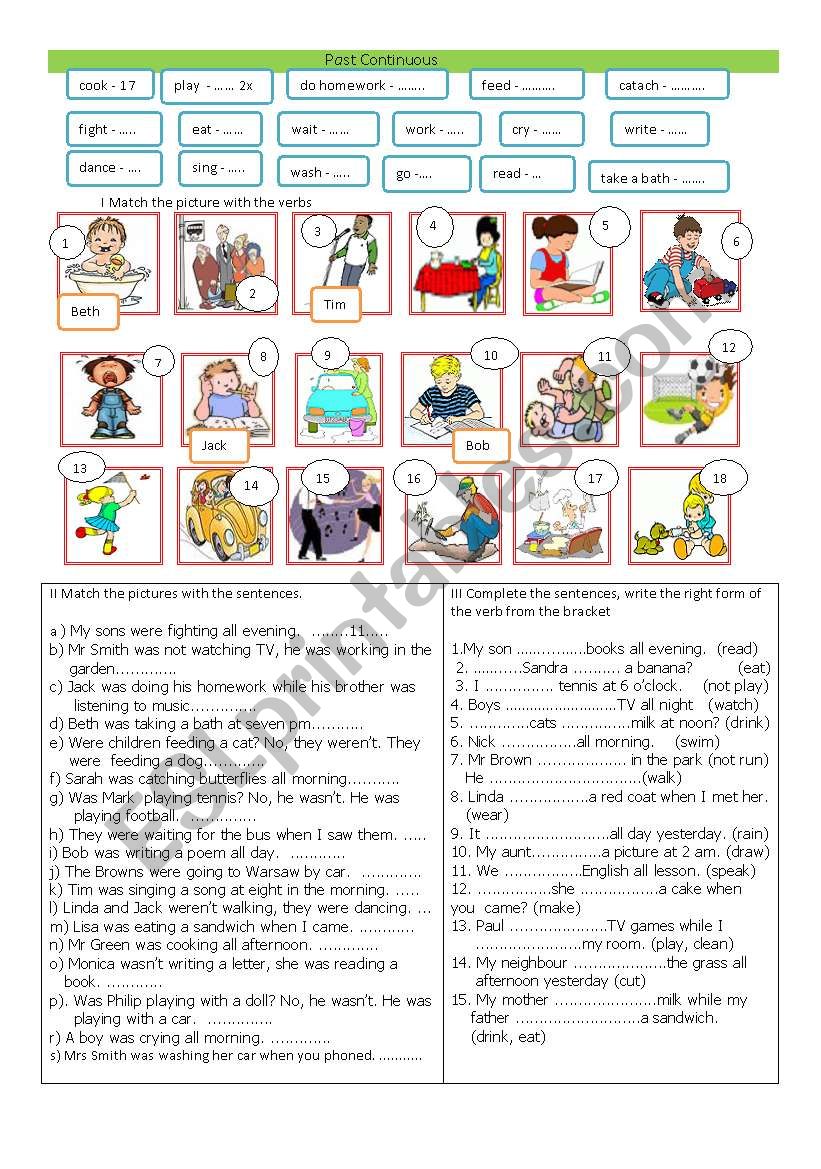 Past Continuous for Beginners worksheet