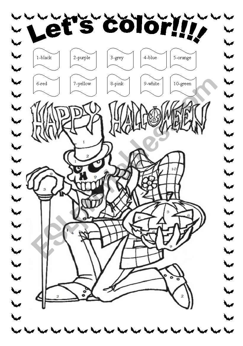 HALLOWEEN - LETS COLOR worksheet