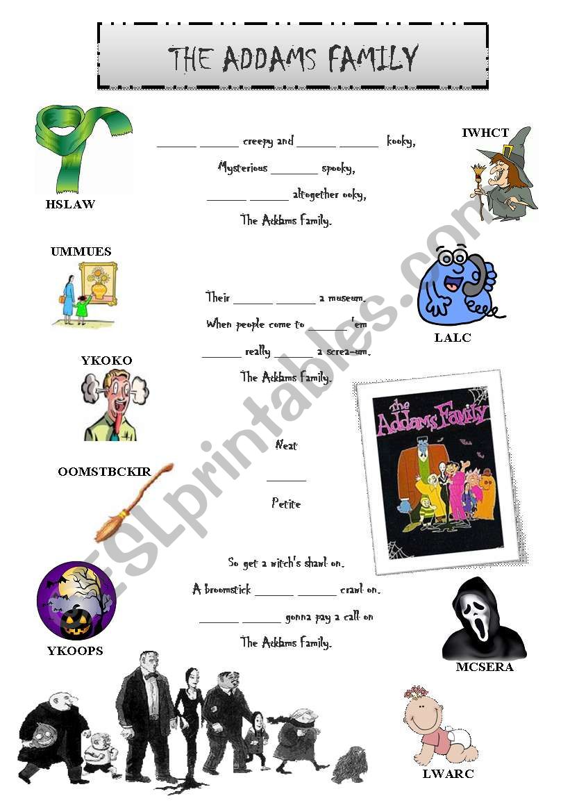 Addams Family Halloween Song worksheet