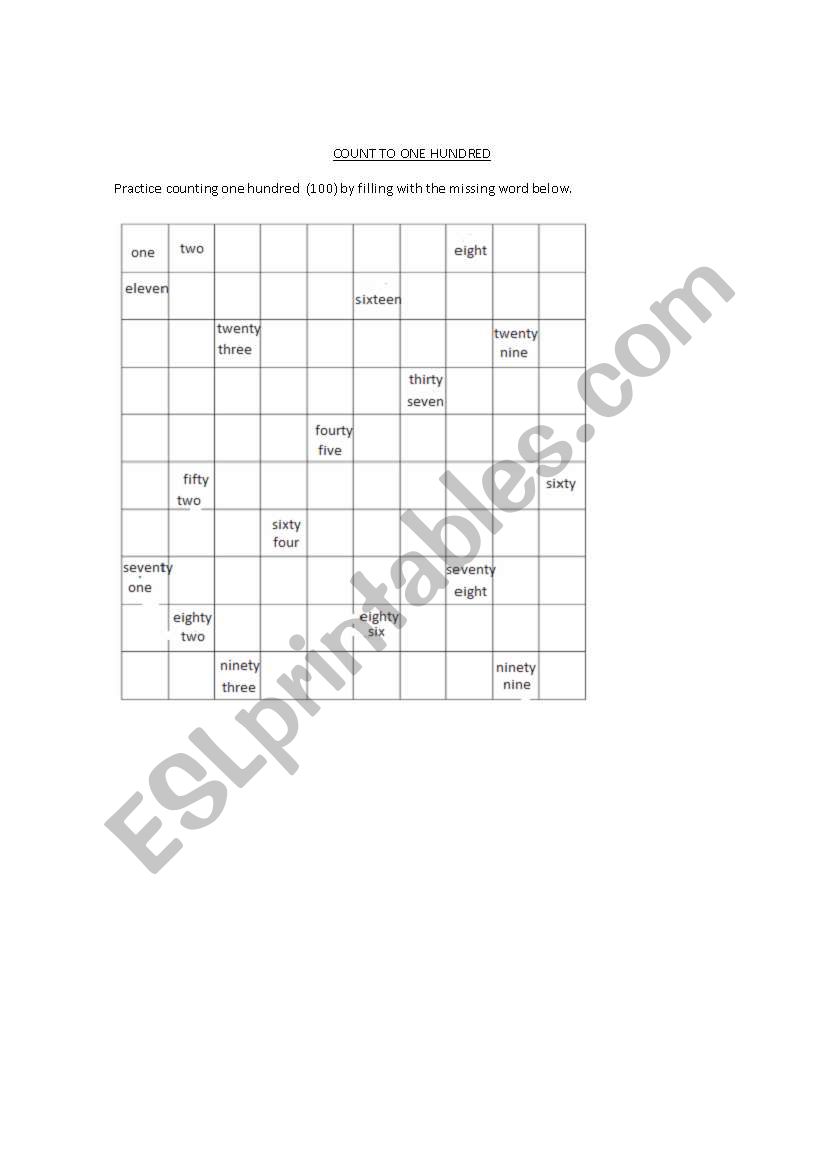 the numbers worksheet