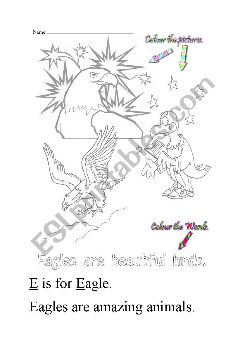 E is for eagle worksheet