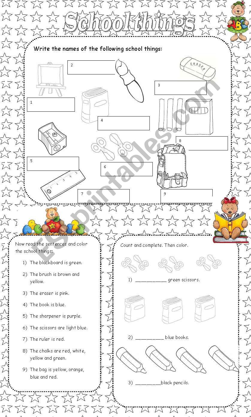 School things worksheet