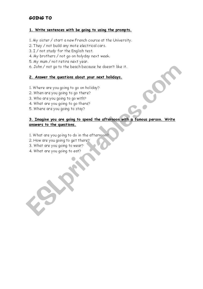 GOING TO worksheet