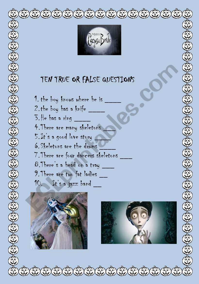 The corpse bride true or false