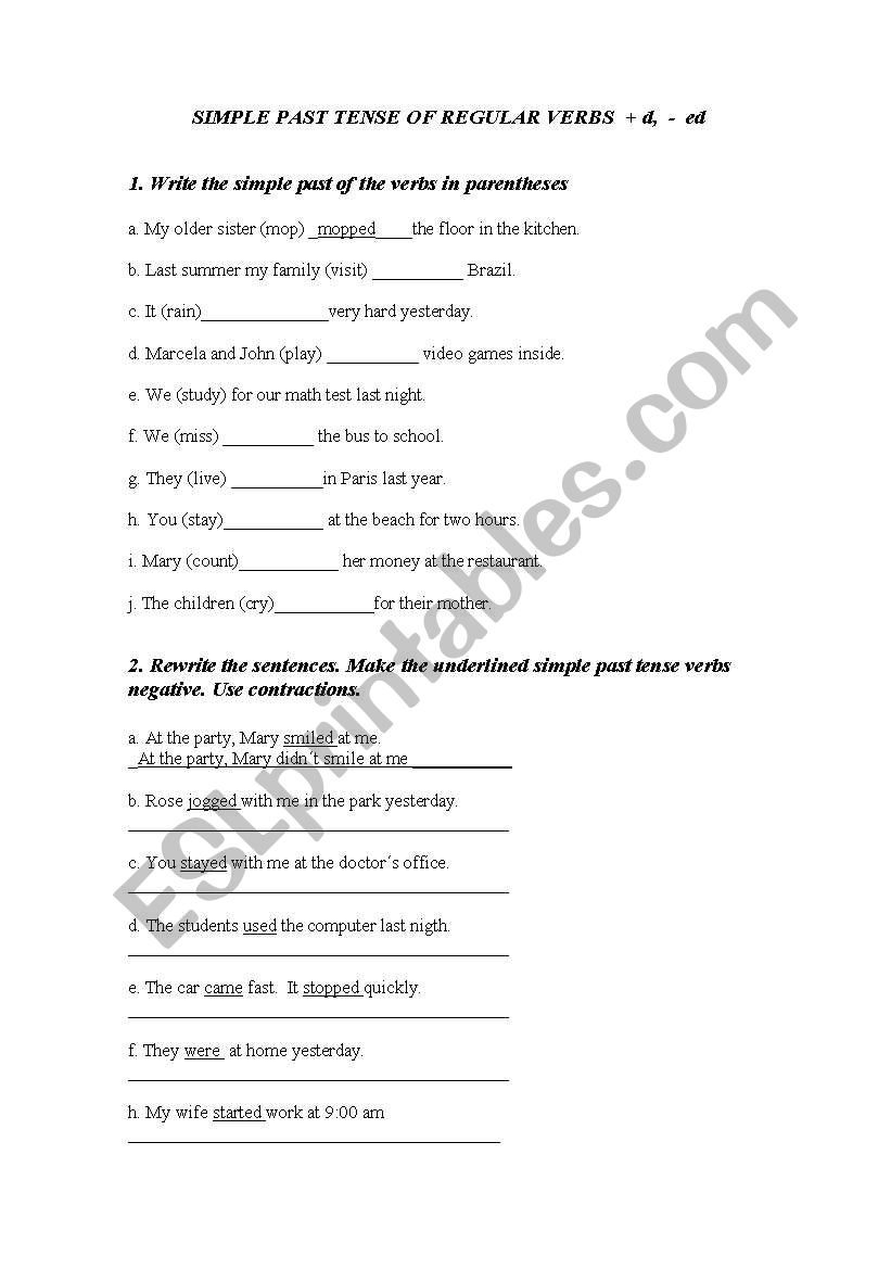 Simple Past Tense - Regular Verbs