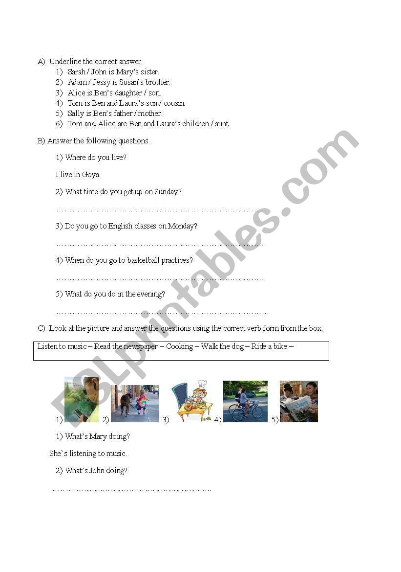 Revision worksheet