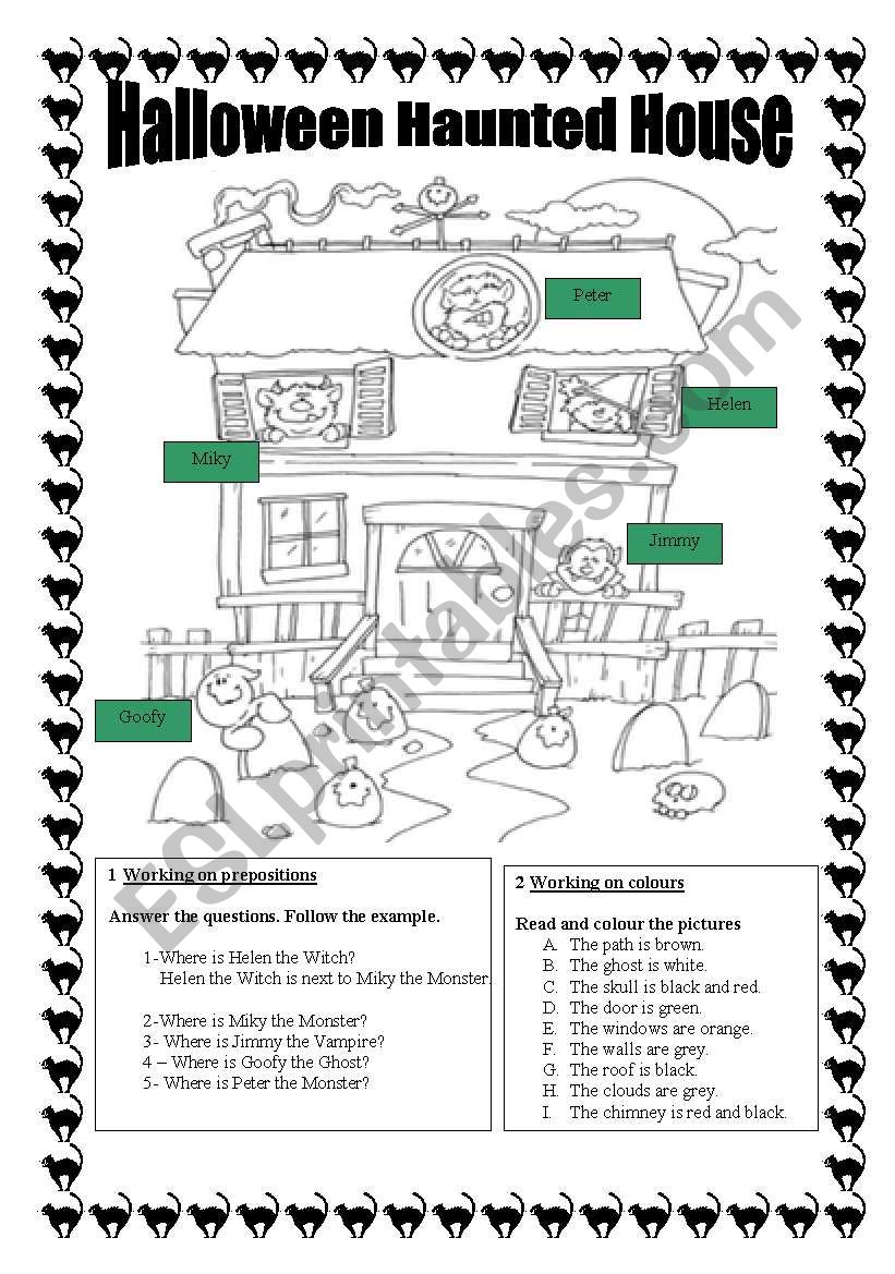 Halloween Haunted House.Colour & Extra Activities.Print & Enjoy!