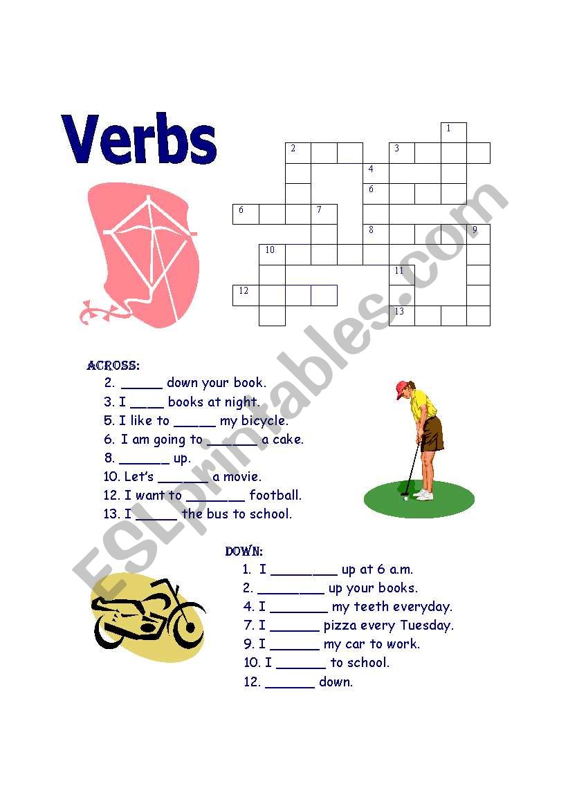 english-worksheets-verbs-crossword-puzzle