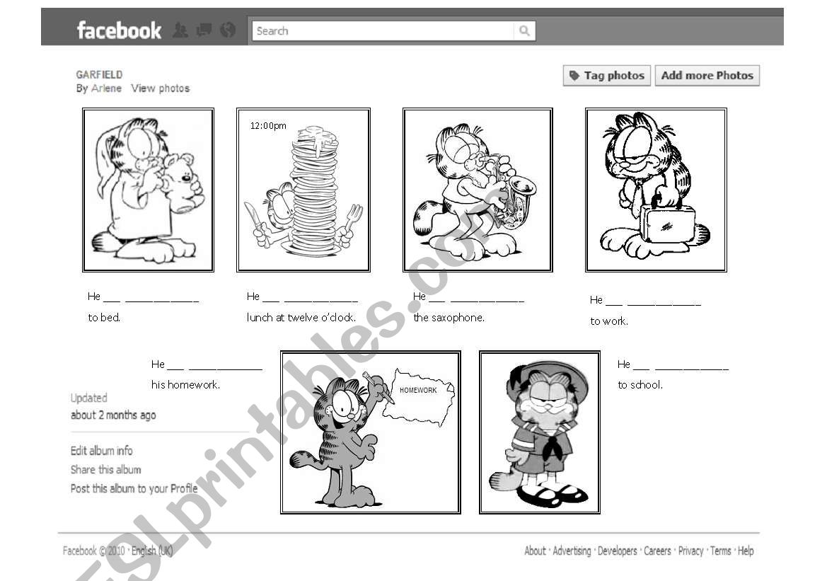 Present Continuous GARFIELD worksheet