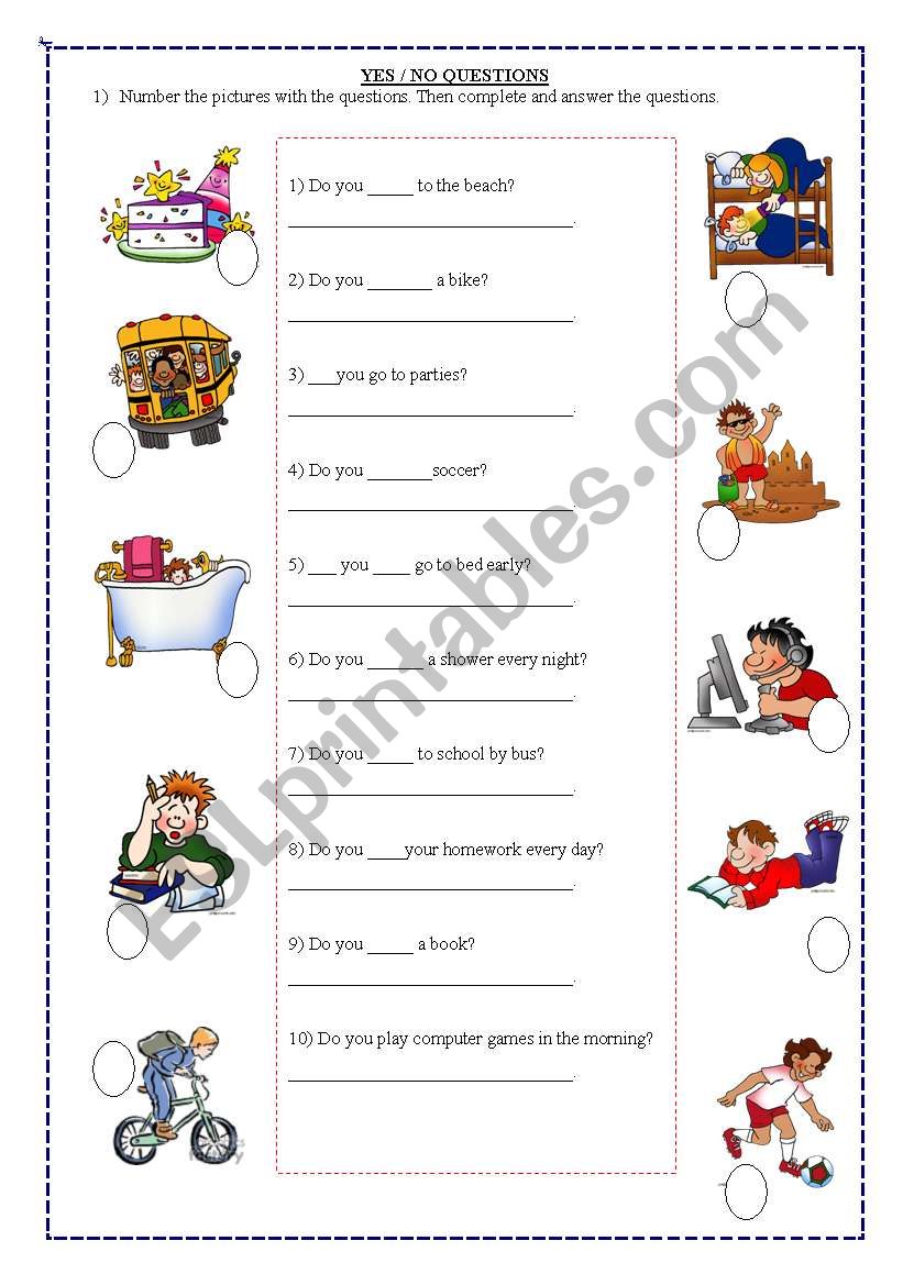 yes/no questions  2/1 worksheet