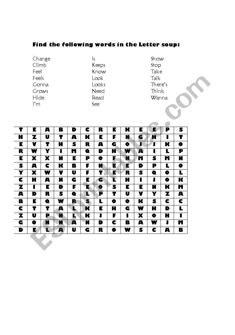 Letter Soup. Simple Present Tense