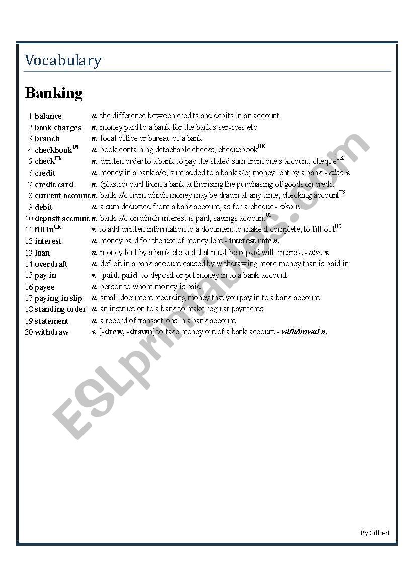 Bussines Vocabulary worksheet