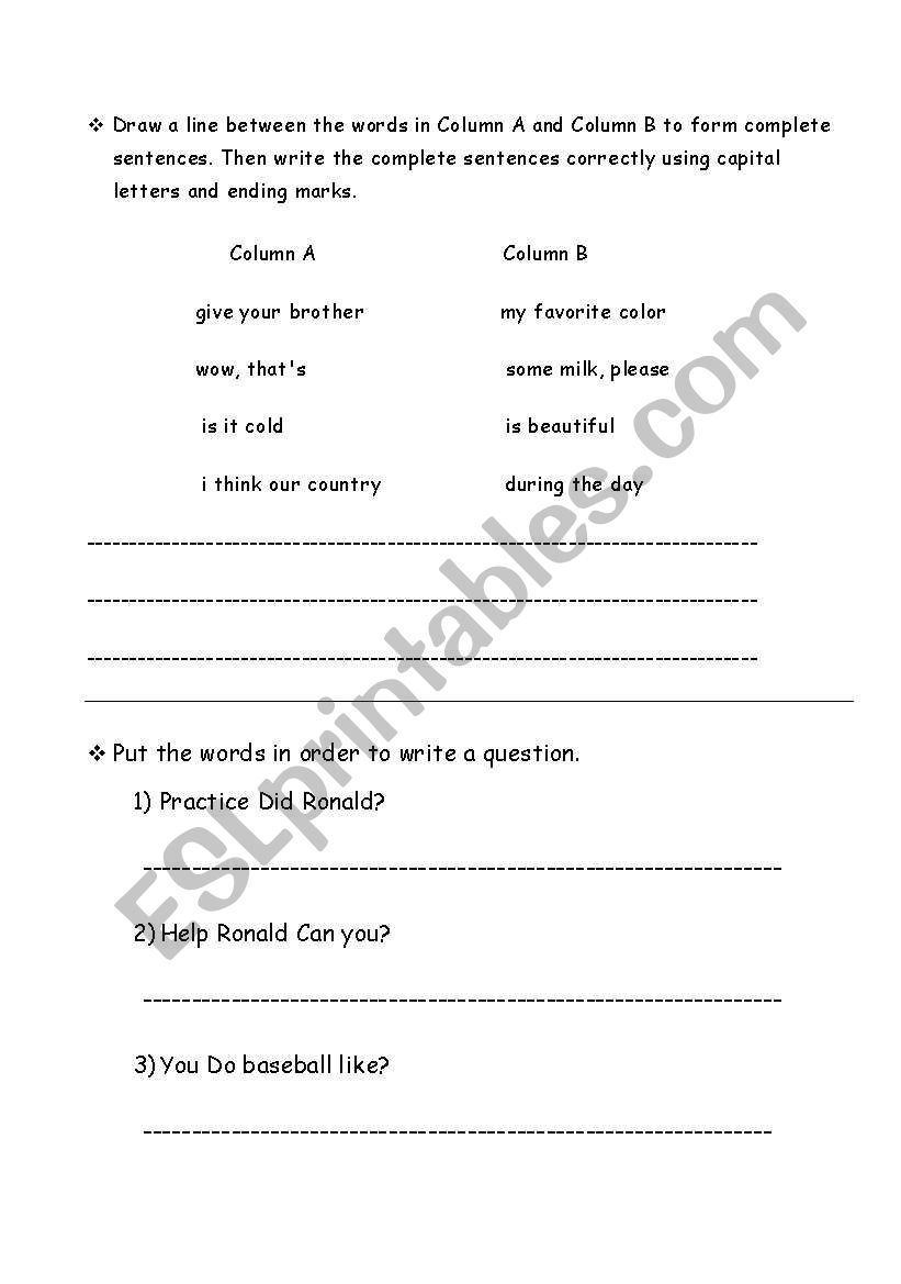 grammar worksheet