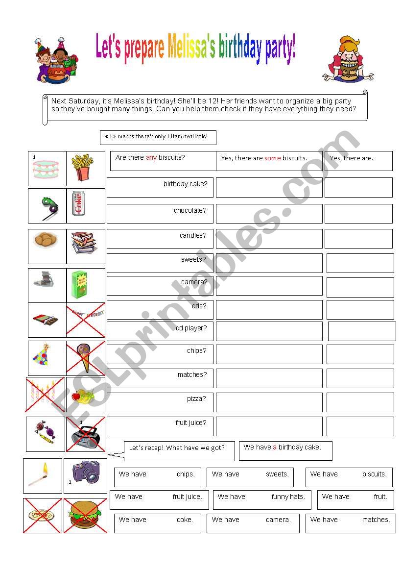 there is / are + some / any worksheet