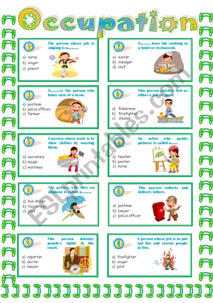 Occupation Lexis Matching worksheet