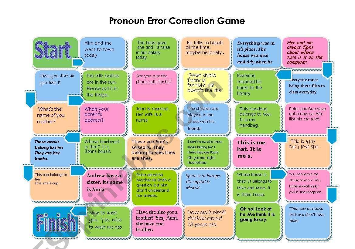 Pronoun Correction Worksheet