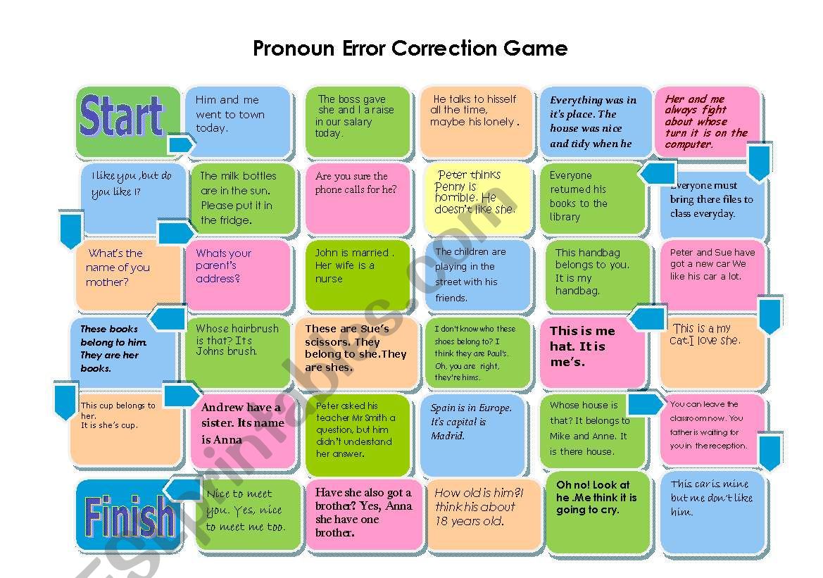 Pronoun Board Game