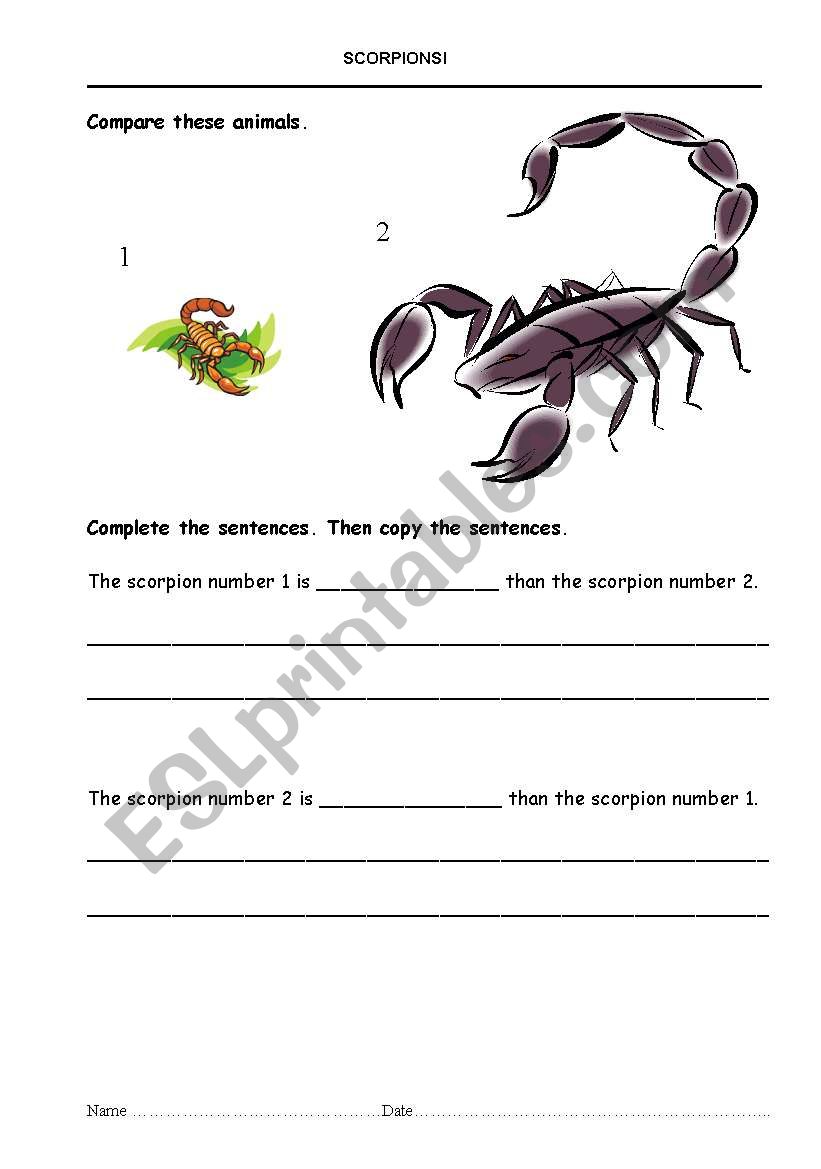 Big or small worksheet